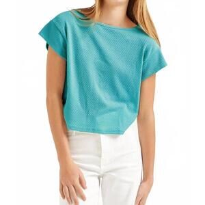 NEW GOOD GIRL cap sleeve cropped top in teal